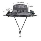 Solar fan hat: wide - brim bucket hat with 2 solar fans, men’s summer cap for outdoor fishing, camping, hiking.