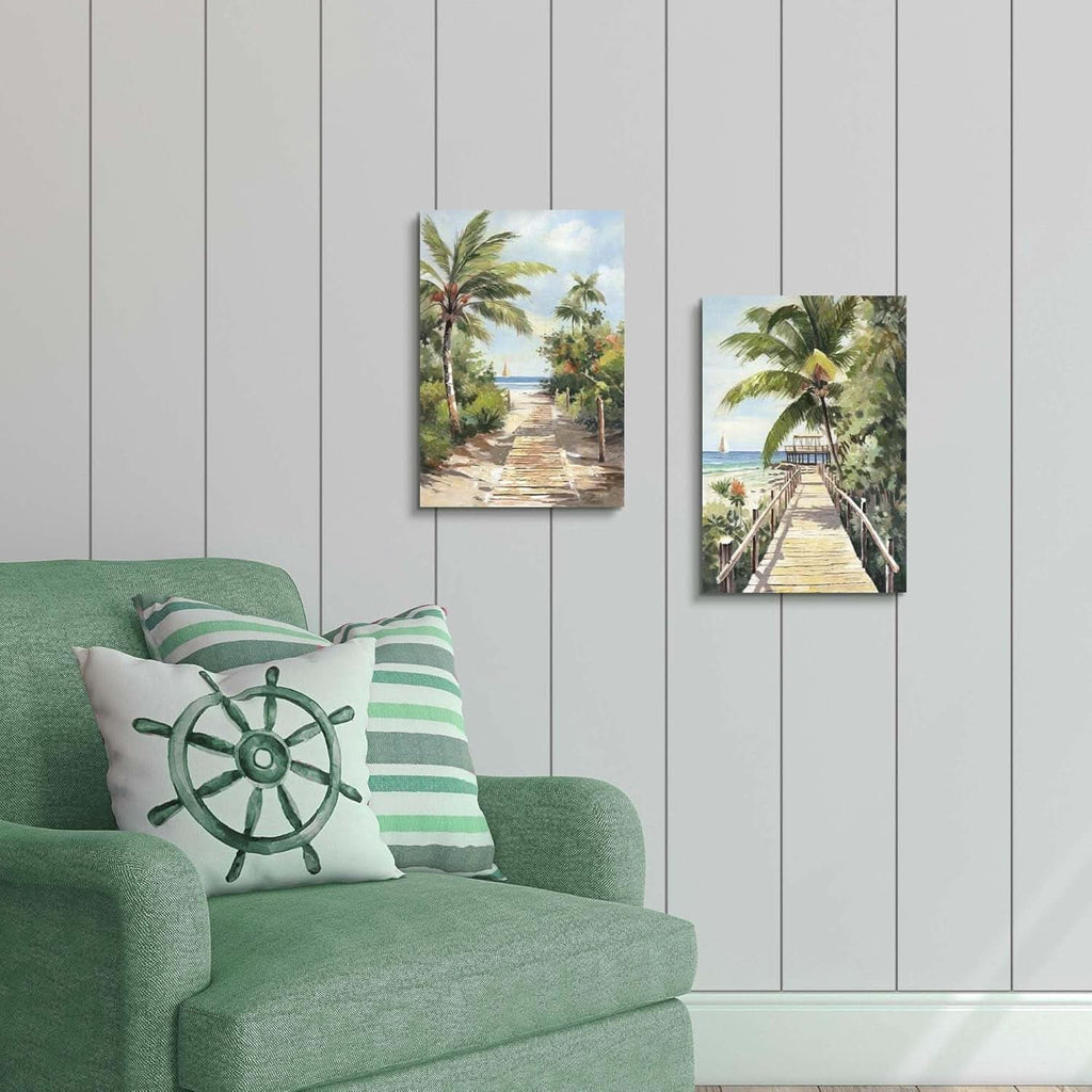 Two Panel Tropical Seascape Canvas Art 11x16 Gallery Quality