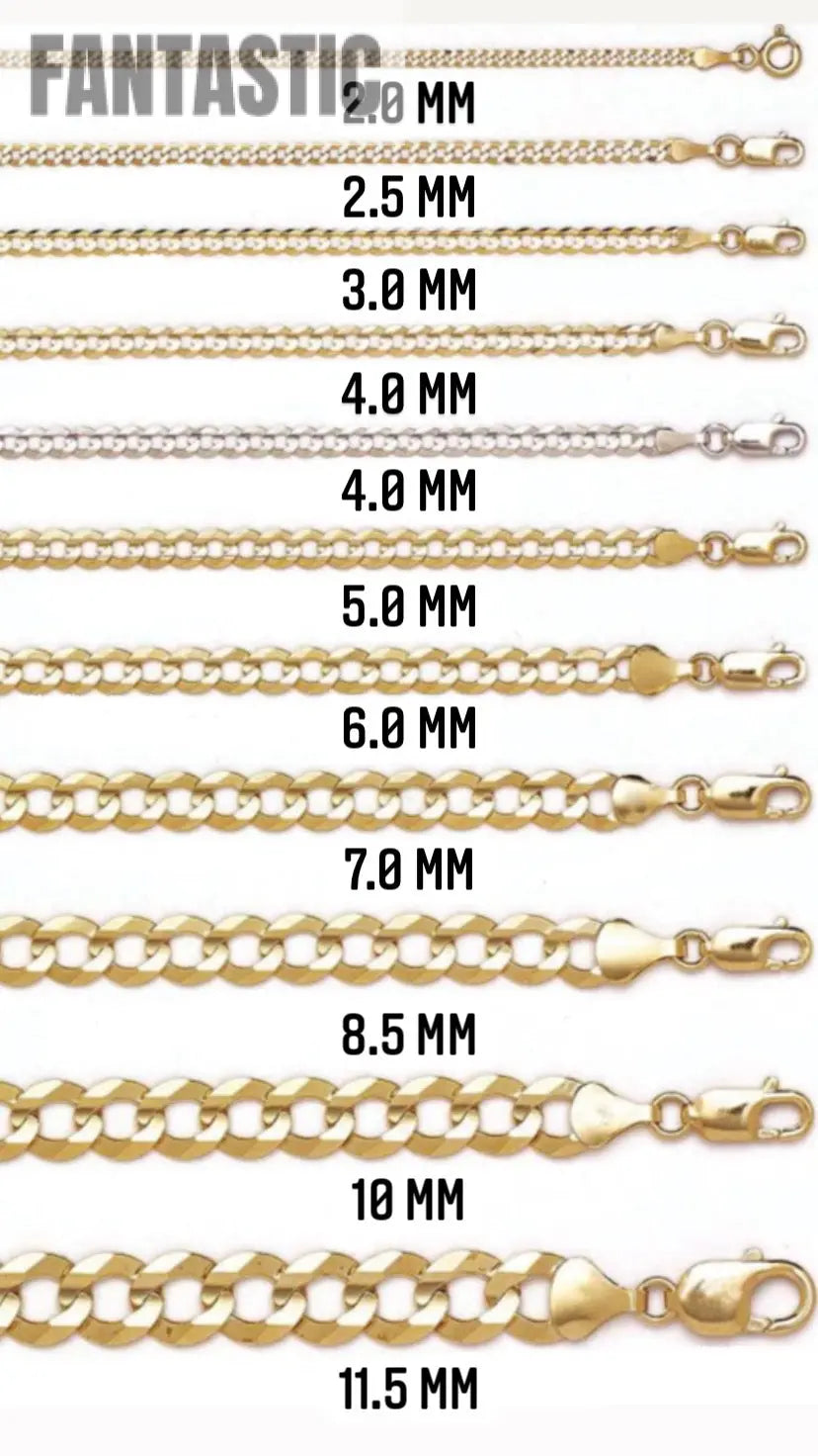 10K Yellow Gold- Solid Cuban Link (Curb Cuban) Chain