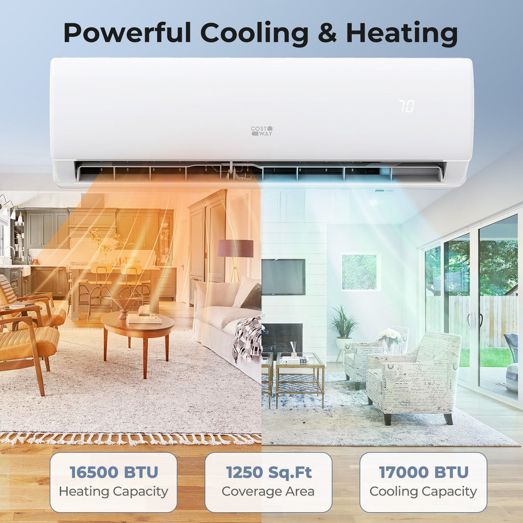 17000 BTU 208/230V Mini Split Air Conditioner and Heater Pump System