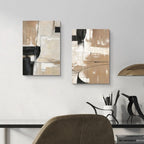 Abstract Geometric Canvas Wall Art 16x11 Inches Mahogany