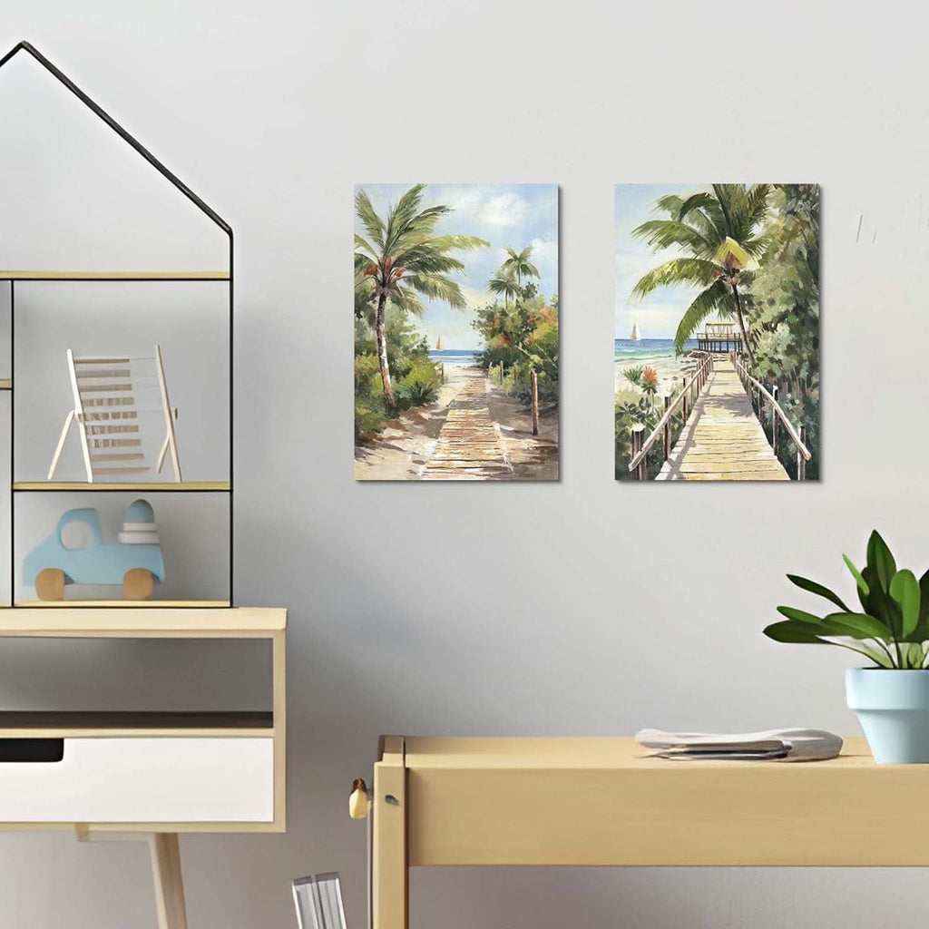 Two Panel Tropical Seascape Canvas Art 11x16 Gallery Quality
