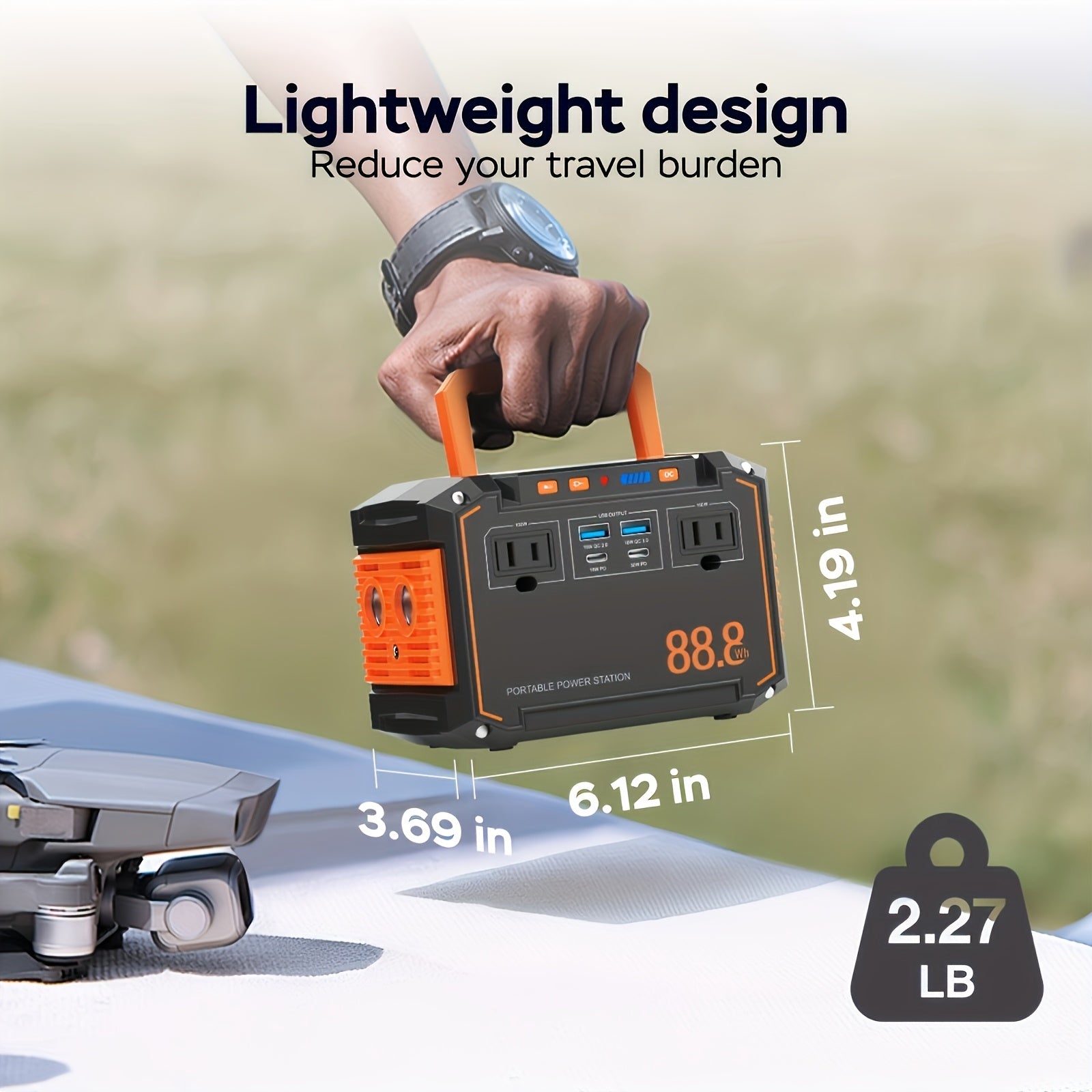 Portable Solar Generator Power Station with 30W Solar Panel & Backup Suitable for Outdoor, RV, Camping, Emergency - 24000mAh USB Portable Bank for CPAP, Laptops, Fans, Lights, for Home Use (Solar Panel Optional)