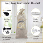 BROWSXPERT Electric Mixer Kit – Pigment Mixer Machine, 5 Mixing Sticks Stirring Tool for Pigment, Henna & Tinting + Bowl, Brush, 6 Stencils & 3 Sticky Rulers – Skin Prep & Mapping Accesories