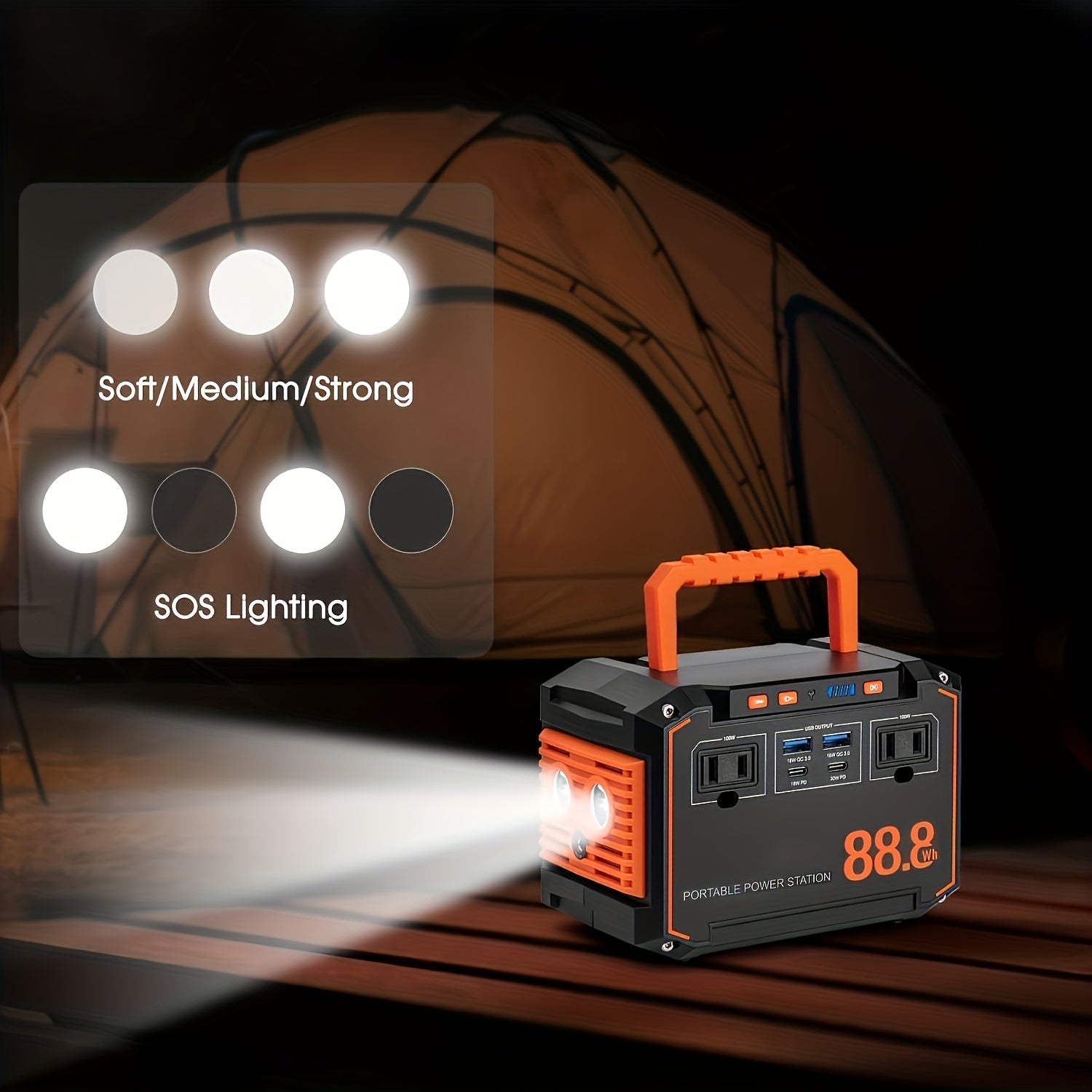 Portable Solar Generator Power Station with 30W Solar Panel & Backup Suitable for Outdoor, RV, Camping, Emergency - 24000mAh USB Portable Bank for CPAP, Laptops, Fans, Lights, for Home Use (Solar Panel Optional)
