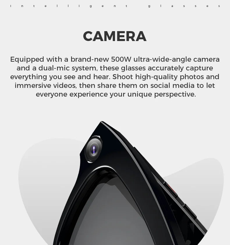 Bluetooth AI shooting glasses Bluetooth call voice assistant real-time translation 5-megapixel shooting stabilization