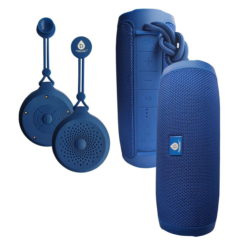 Pursonic Peak Wireless Speaker & Pursonic Waterproof Wireless Speaker Bundle – 360° Hi-Res Sound Anywhere, Anytime