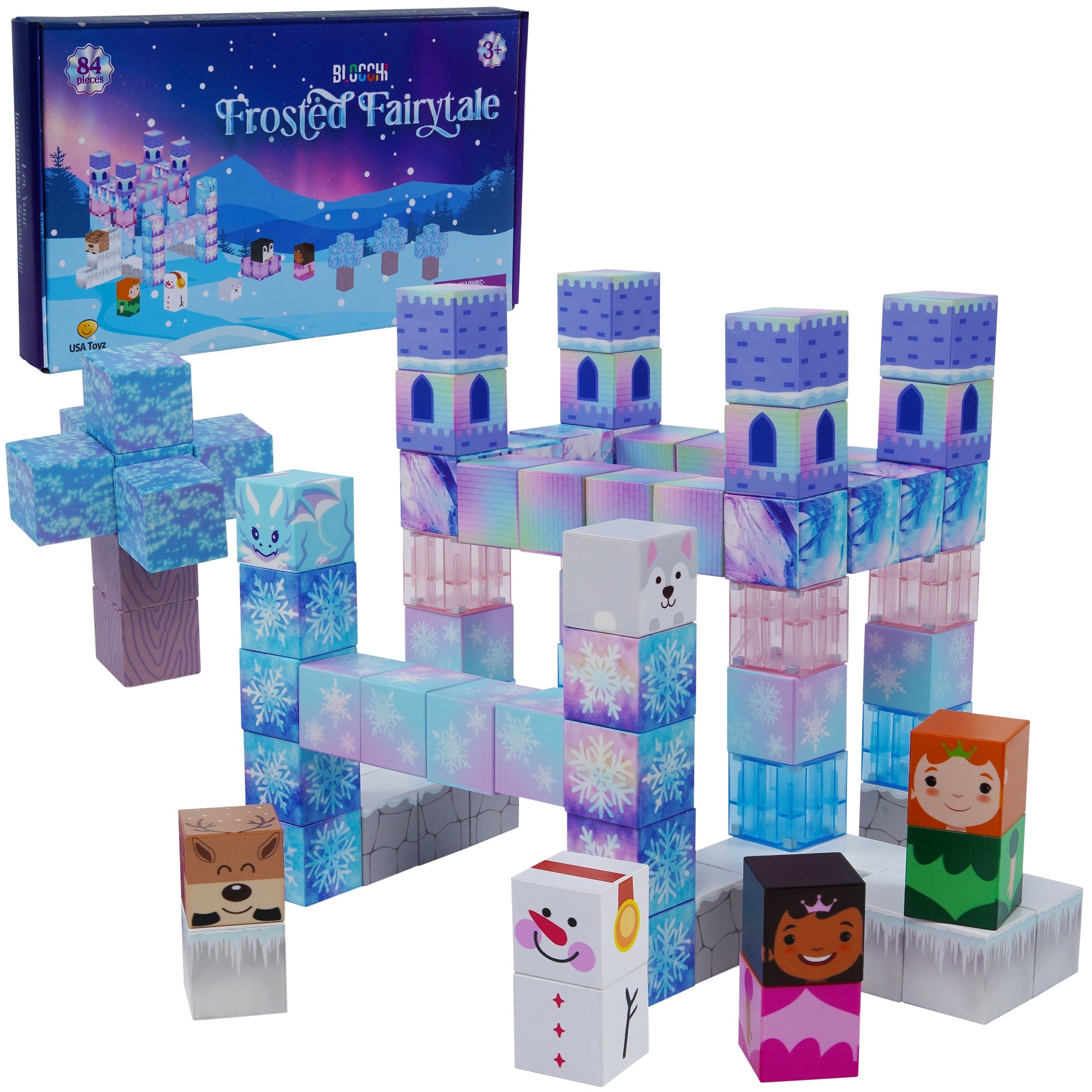 USA Toyz Blocchi Frosted Fairytale Magnetic Building Blocks Set Of 84pc