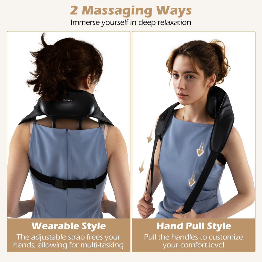 Neck Shoulder Massager with 2 Heat Levels for Pain Relief-Black