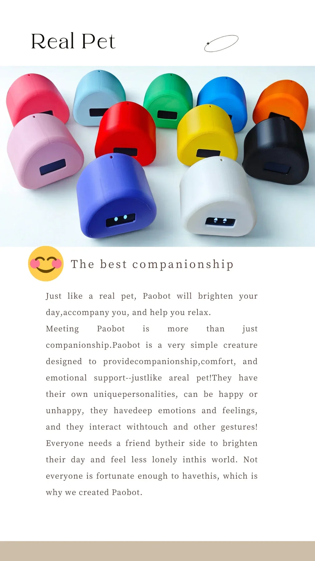 PAOBOT Intelligence Robot Companion Emo Robot Pets Interactive Smart Robot Toy Mini Desktop Robot Electronic Tamagotchi