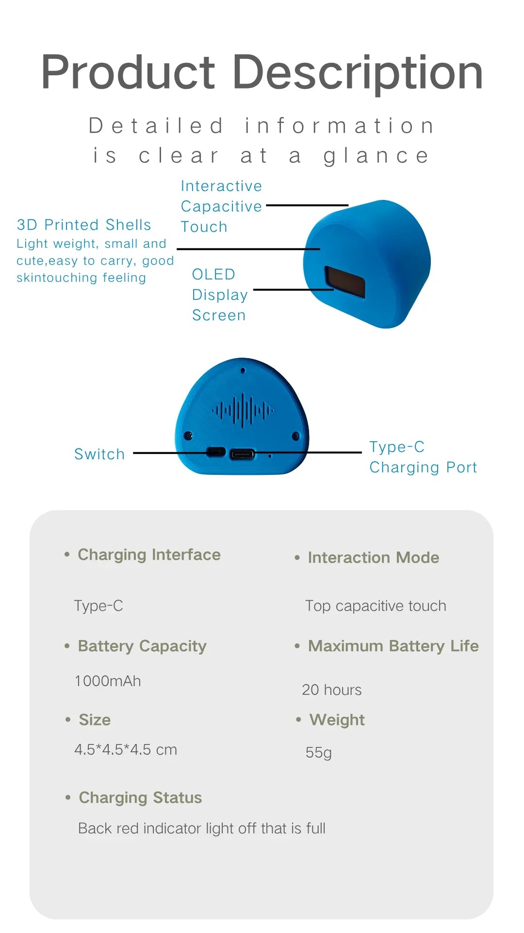 PAOBOT Intelligence Robot Companion Emo Robot Pets Interactive Smart Robot Toy Mini Desktop Robot Electronic Tamagotchi