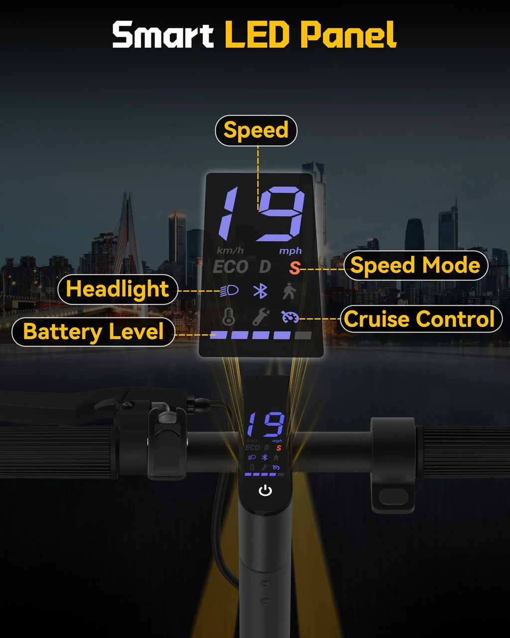 Foldable Electric Scooter 350W 19 mph — APP Smart Control, 4-Speed Modes, 16–40 Mile Range for Adults