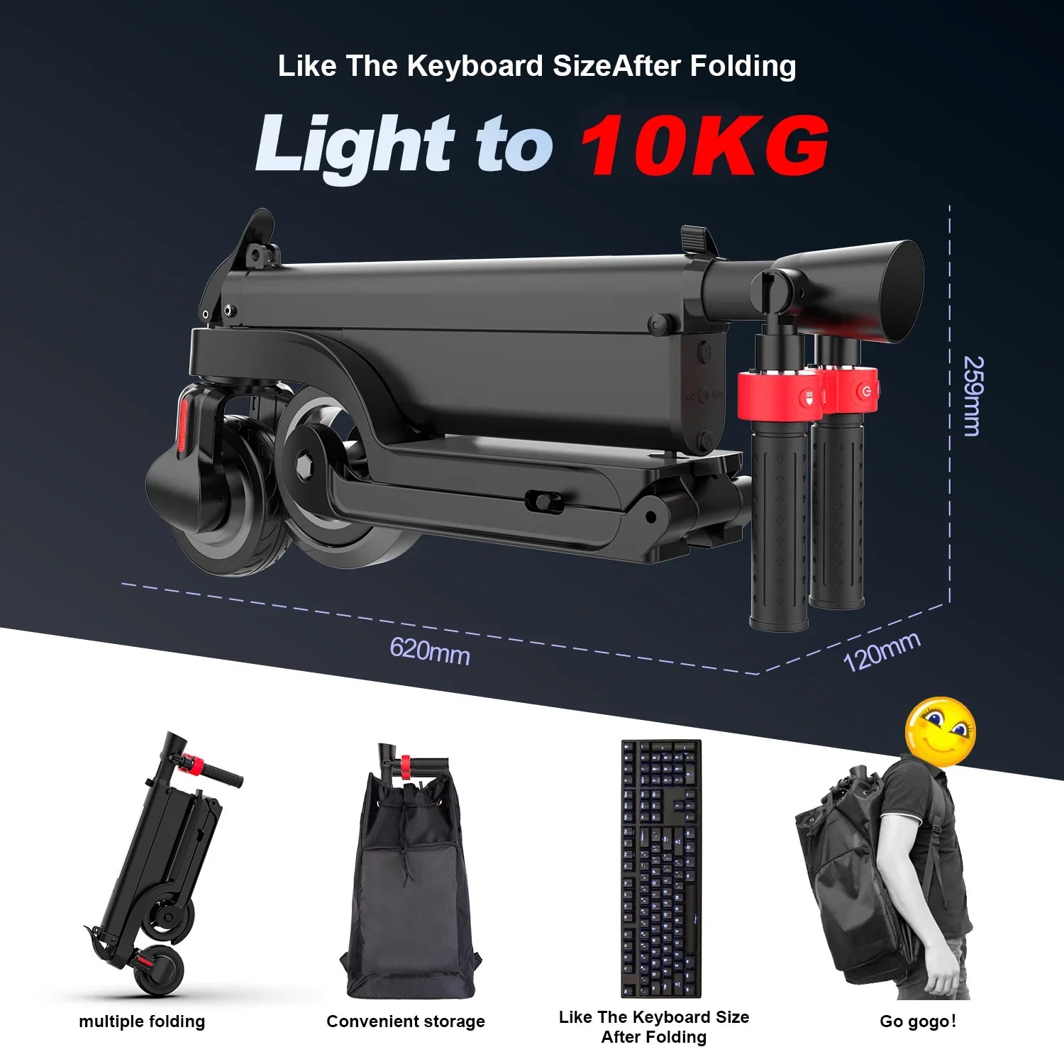 Foldable Electric Scooter for Adults — 350W Motor, 36V 7.5Ah Removable Battery, Smart App Control, 25 km/h (15.5 mph)