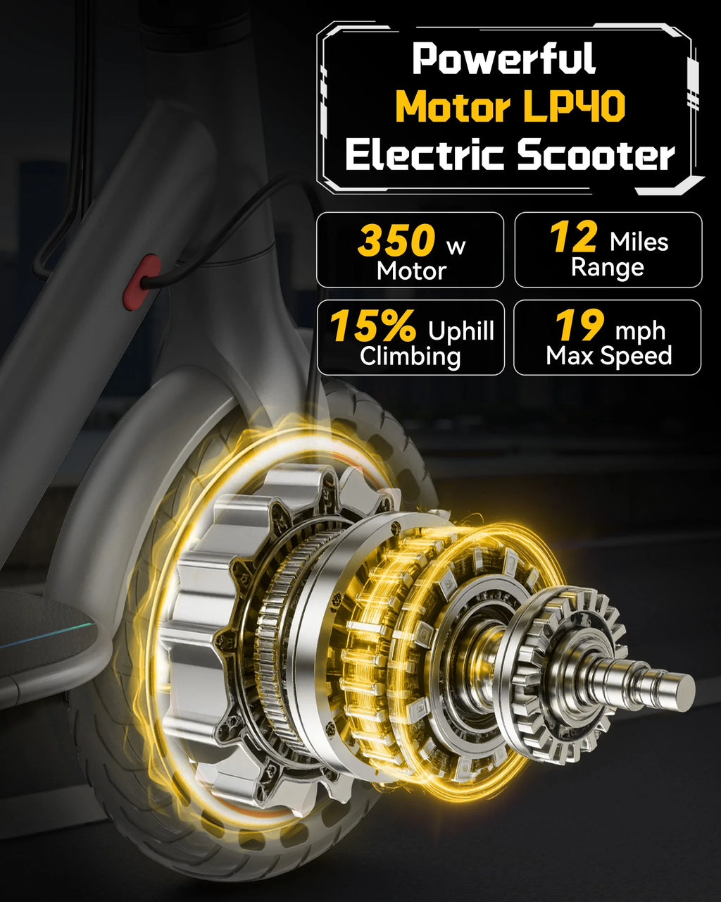 Foldable Electric Scooter 350W 19 mph — APP Smart Control, 4-Speed Modes, 16–40 Mile Range for Adults