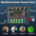 Audio Mixer with Voice Changer - Podcast Sound Card for Phone, Gaming, Karaoke & Live Streaming