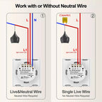 BONDA Smart Switch Wifi RF433 No Neutral EU Standard Tuya Control Works with Alexa Google Home WiFi Smart Home Touch Switches 86