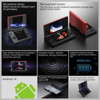 Dual-Screen Flip Handheld Game Console 4.0 in (10.16 cm) IPS Touchscreen — Android 14, 4000mAh, WiFi 2.4/5G & Bluetooth 4.2, TF up to 2TB