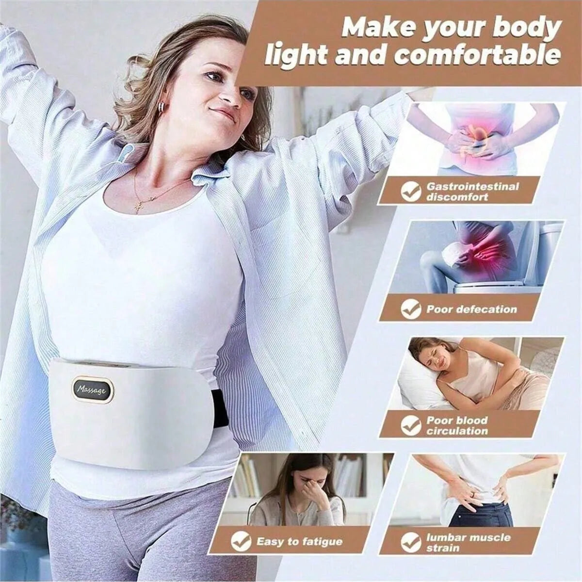 Electric Abdominal and Knee Massager Vibrating Body Massage Device for Pain Relief