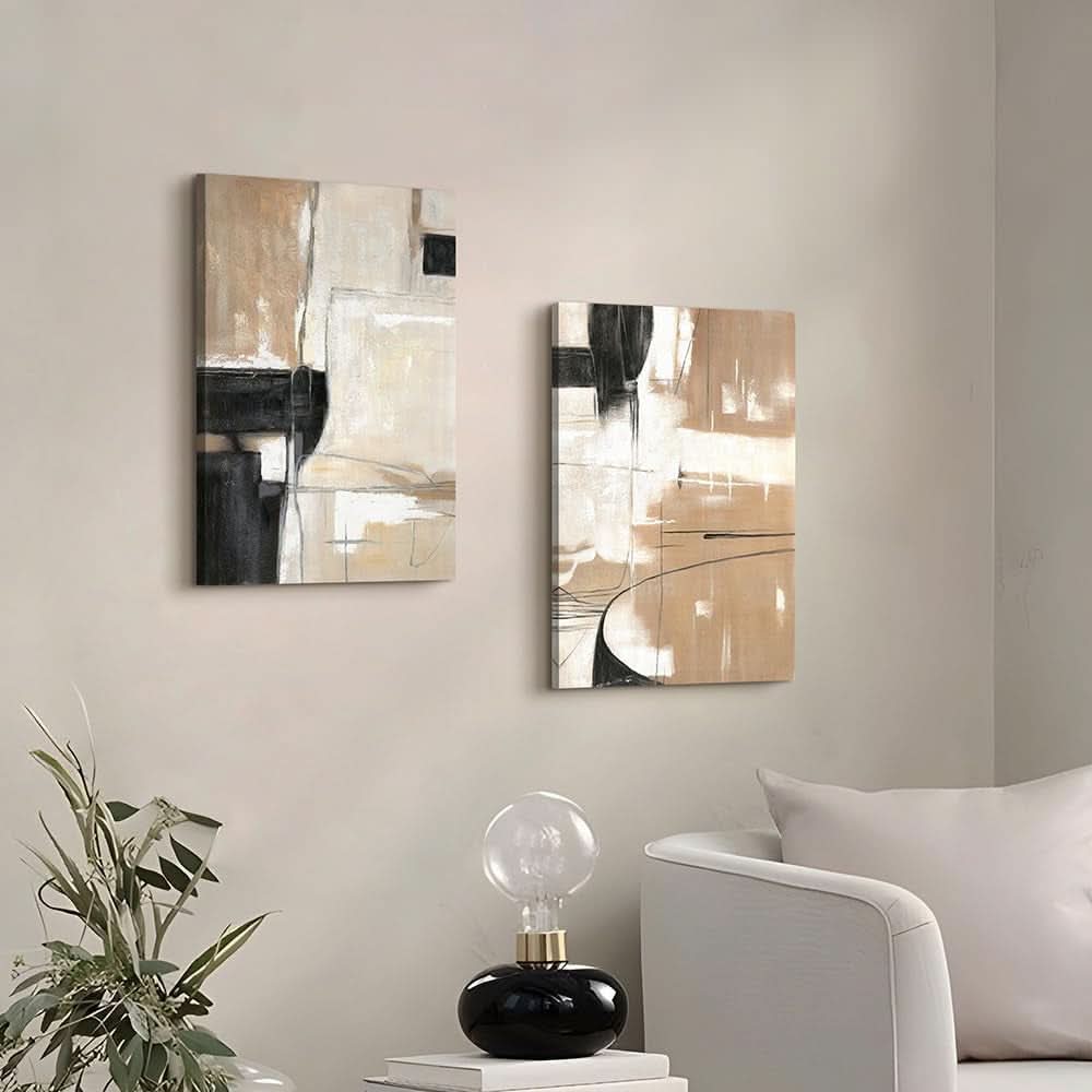 Abstract Geometric Canvas Wall Art 16x11 Inches Mahogany