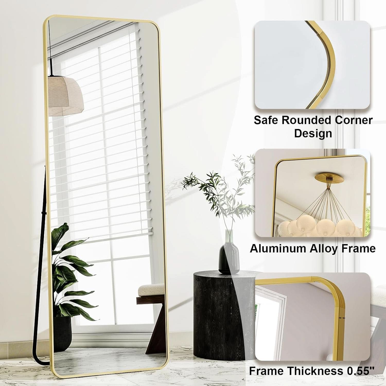 Goldtone 56X21 Complete Length Floor Standing Mirror