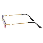 CHANELLE - Rimless Small Rectangle Sunglasses Gold Blue-Pink Fade Lens