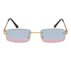 CHANELLE - Rimless Small Rectangle Sunglasses Gold Blue-Pink Fade Lens