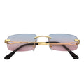 CHANELLE - Rimless Small Rectangle Sunglasses Gold Blue-Pink Fade Lens