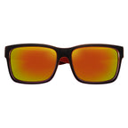 ENZO - Modern Sports Thick Square Sunglasses Black-Red Orange Mirror