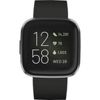 Fitbit - Versa 2 Smartwatch 40mm Aluminum - Black/Carbon with Silicone Band