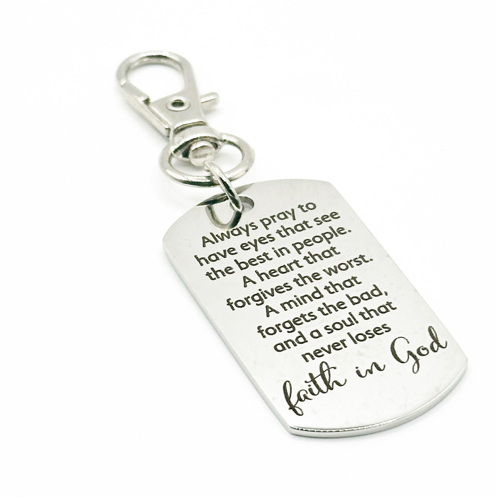 I Believe In God Clip On Charm Faith Inspirational Stainless Steel Engraved Charm Christian Gift Encouragement Accessory