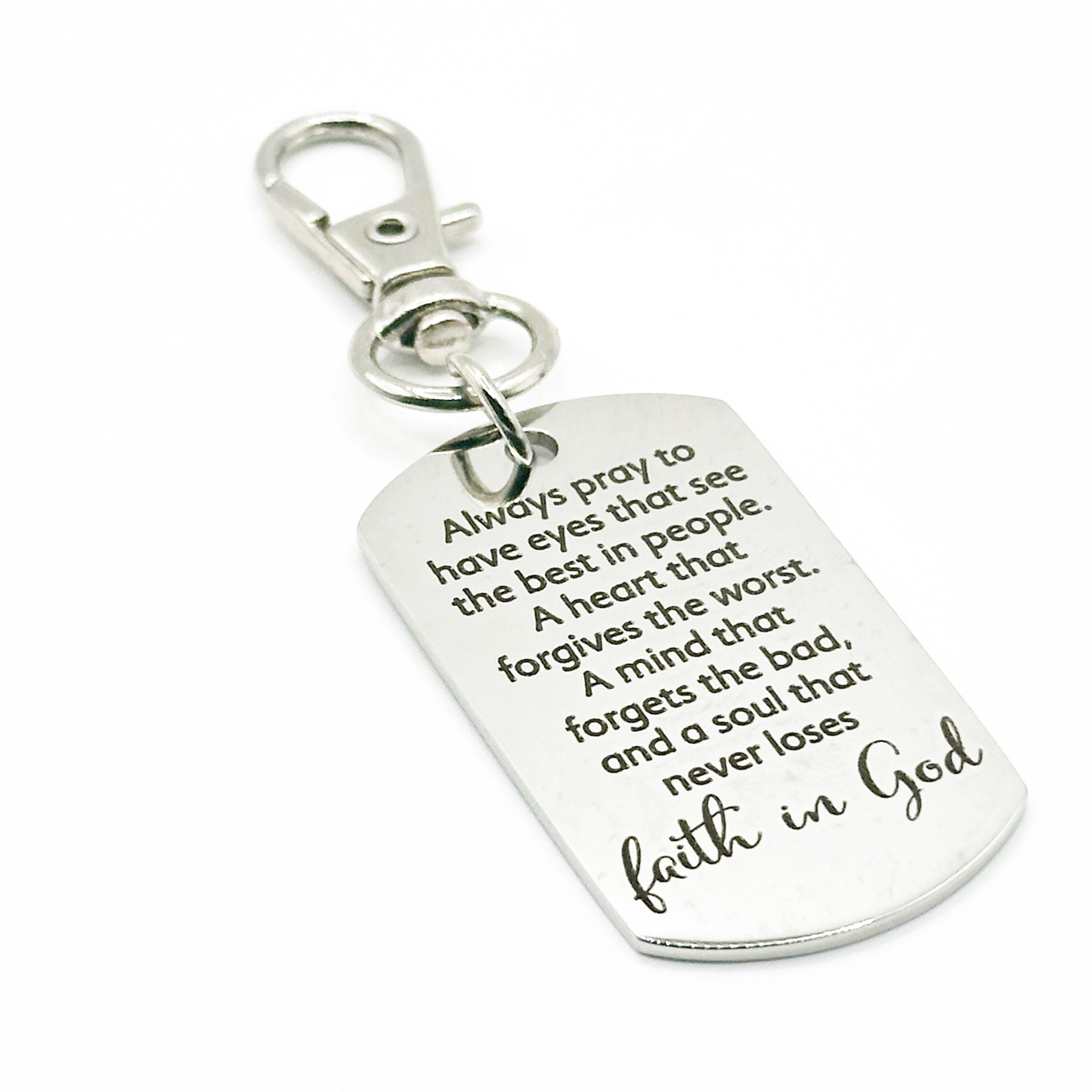 I Believe In God Clip On Charm Faith Inspirational Stainless Steel Engraved Charm Christian Gift Encouragement Accessory