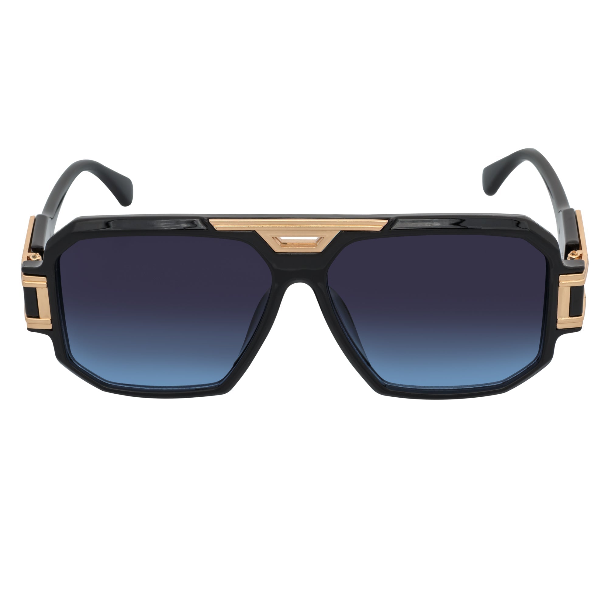LEGEND - Retro Flat Top Square Sunglasses Black Blue-Lavender Fade