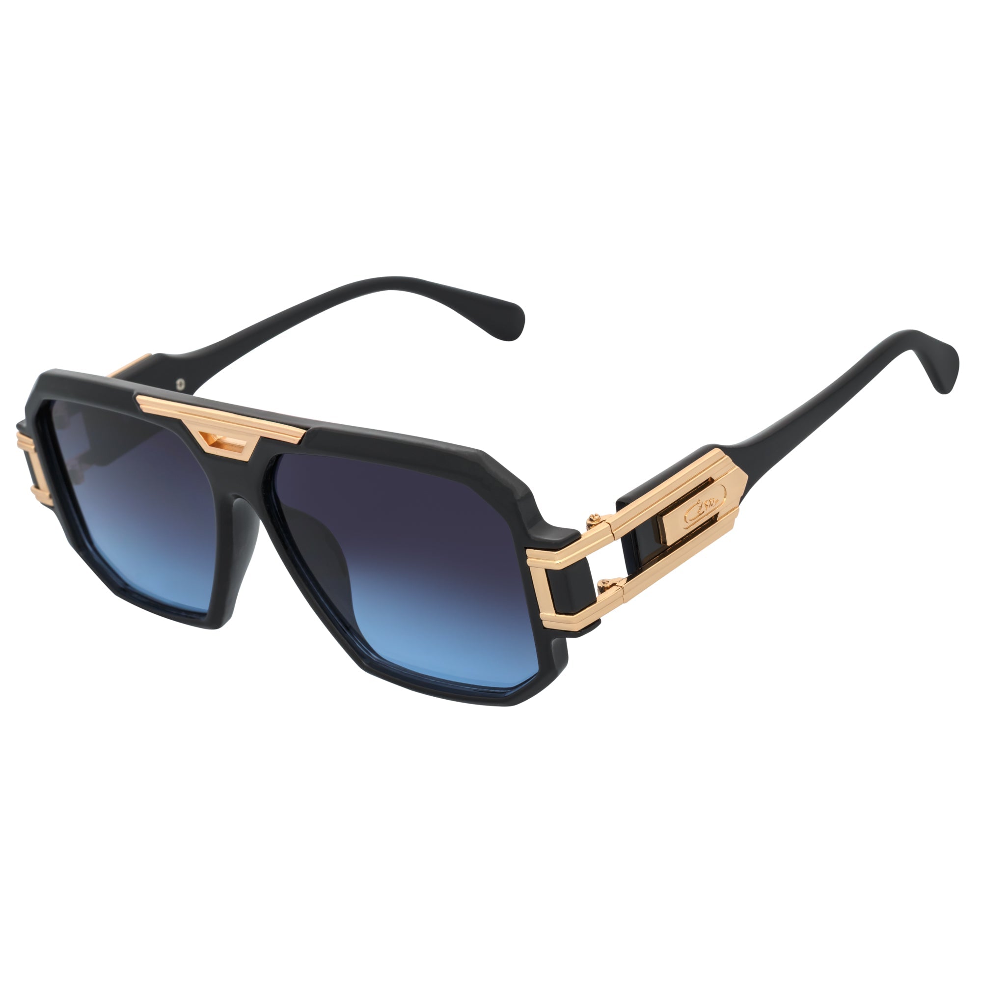 LEGEND - Retro Flat Top Square Sunglasses Black Blue-Lavender Fade