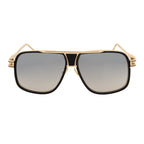 MAC - Two-Tone Square Metal Aviator Black-Gold Sunglasses Silver Mirror Lens