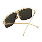 MAC - Two-Tone Square Metal Aviator Black-Gold Sunglasses Silver Mirror Lens