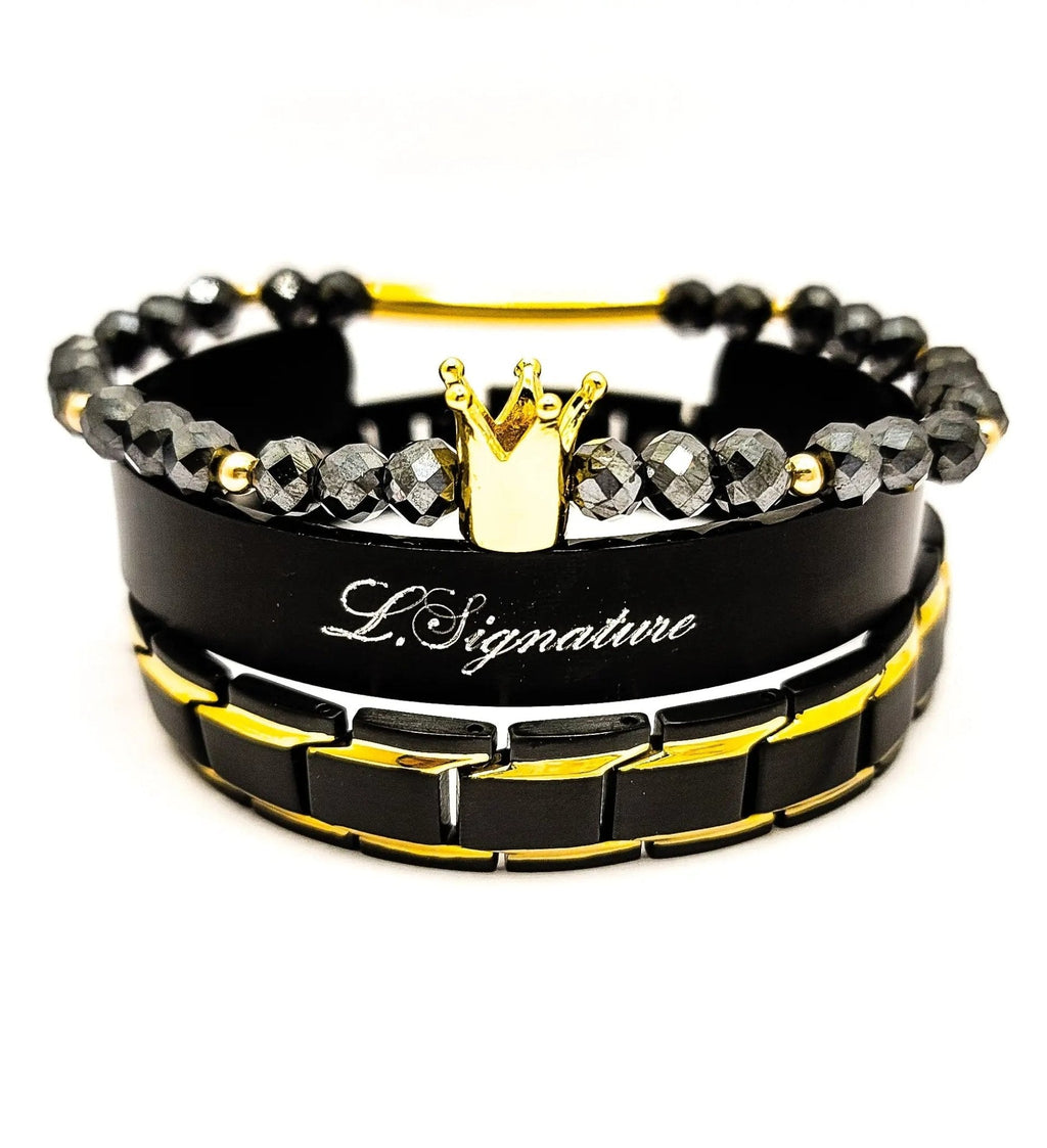 Men's Black Diamond Bracelet Set