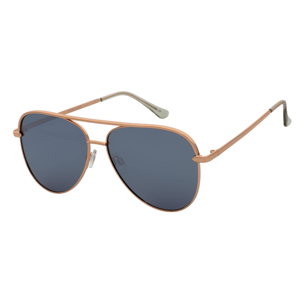 KEY - Oversize Large Flat Lens Metal Aviator Sunglasses Gold Silver Mirror