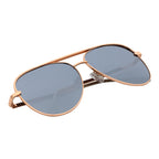 KEY - Oversize Large Flat Lens Metal Aviator Sunglasses Gold Silver Mirror