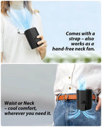 Portable Waist Fan Rechargeable 25H Battery 4 Speed 6600RPM Orange