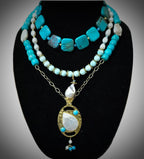 "The Deep Blue Sea" |Turquoise and Freshwater Pearl Necklace